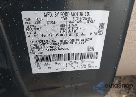 2006 Ford F-150 Fx4/Lariat/Xl/Xlt z USA, uszkodzony, nr VIN 1FTPX14546NA72983